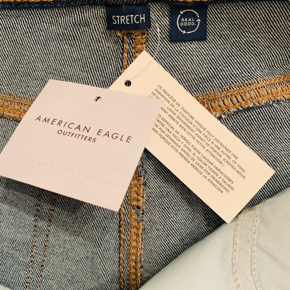 American Eagle Mom Shorts Stretch Denim Super High Rise Indigo Cotton Size 4 27 - Picture 13 of 16